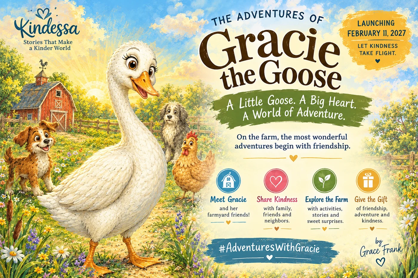 Launch poster for The Adventures of Gracie the Goose, launching February 11 2027