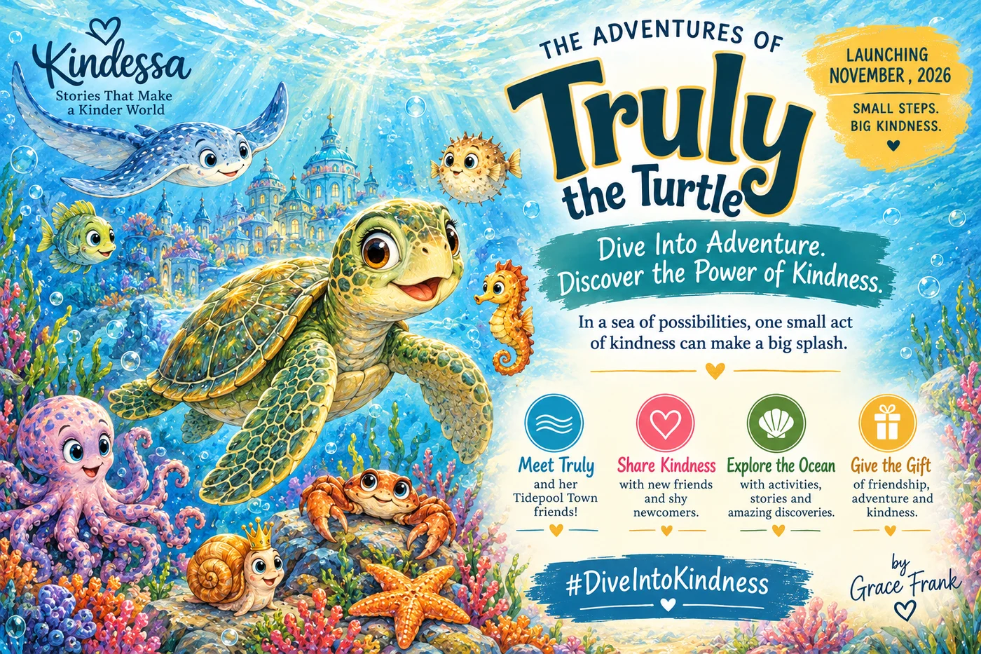 Launch poster for The Adventures of Truly the Turtle, launching November 2026